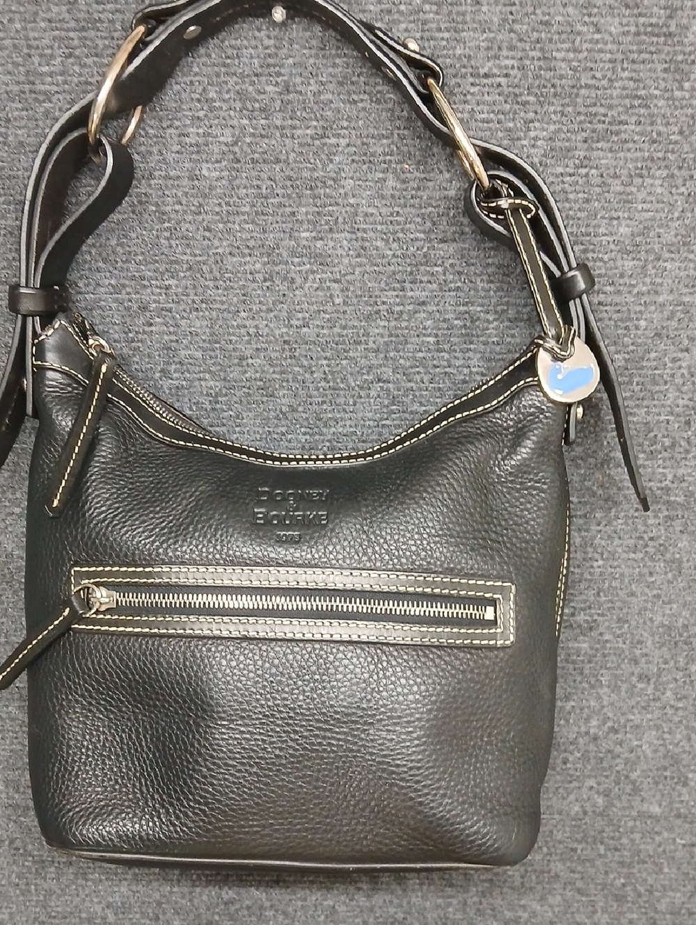Vtg Dooney & Bourke Black Pebbled Leather Hobo Style Shoulder Bag 💥
